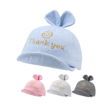 

Smile Cotton Baby Hat For Boys Rabbit Ears Baby Sun Cap Spring Summer Infant Girls Cap Embroidery Soft Hat Baby Boys Clothing