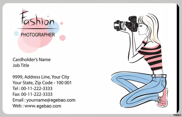 photography girl business card template with single sides printing