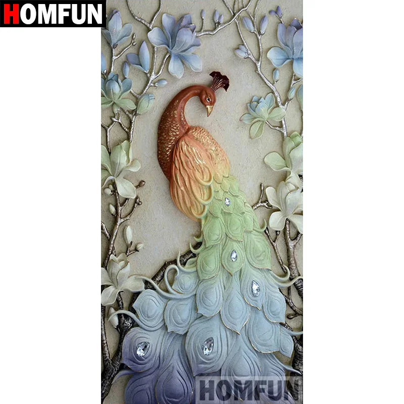 

HOMFUN Full Square/Round Drill 5D DIY Diamond Painting "Animal peacock" 3D Embroidery Cross Stitch 5D Home Decor Gift A06222