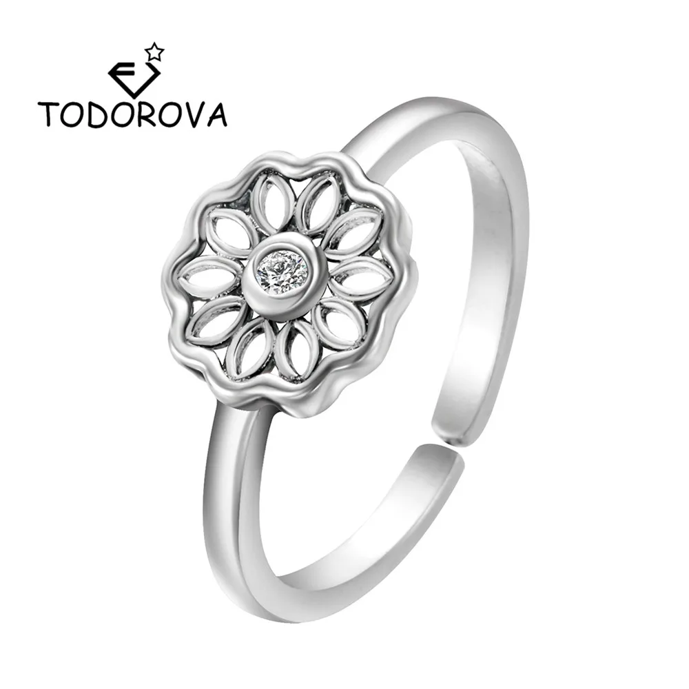 

Todorova Vintage Silver Open Finger Rings for Women Men Lover's Gift Flower Ring Female Jewelry Accessories