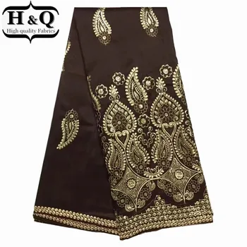 

H&Q High Quality Hot Sale Design African George Satin Lace Fabric with sequins Indian Silk George Lace Fabric For Dress