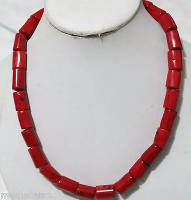 

Hot sale Free Shipping>>Huge Red Cylinder Coral Necklace 18inch