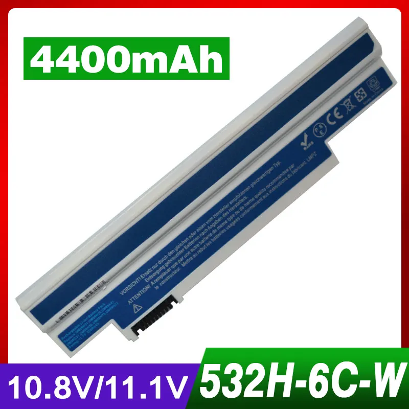 

4400mAh laptop white battery for Acer Aspire One 253h 532h AO532h 532G AO532G For GATEWAY LT21 For eMachines 350