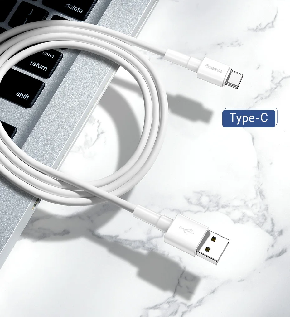 Baseus USB кабель для iPhone XS Max XR X Быстрая зарядка зарядное устройство USB-C Шнур Micro usb type C кабель для Android кабели для мобильных телефонов