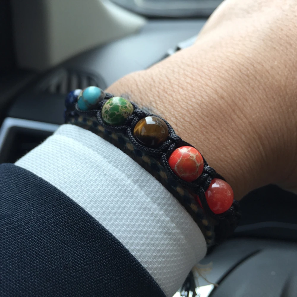 

Mcllroy Natural Stone Beads Bracelet men women 7 Chakra Braided Bracelet homme Yoga Prayer Bijoux men jewelry valentine deals