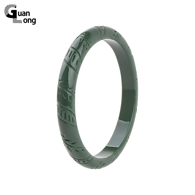

GuanLong Wholesale Craved Resin Craft Bangle Jewelry 2017 New Fashion Femme Puseiras Bracelets & Bangles