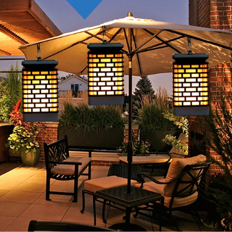 Solar Lights Flicking Flame Outdoor Solar Lantern Lamp Light Solar Powered LED Waterproof Hanging Light For Garden Yard Pathway (9)