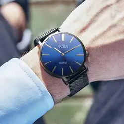 2018 Для мужчин Wacthes Мода Classic Gold Кварцевые наручные часы Нержавеющая сталь наручные часы Бизнес часы Relogio # G
