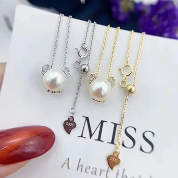 

925 Sterling Silver Necklace Component Findings Jewelry Settings Mountings Parts for Akoya Edison Pearls, Coral, Jade