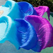 Высокое качество шелк танец живота веер танец натуральный шелк вуаль левый+ правый синий цвета Горячая Распродажа turquiose королевский синий фиолетовый