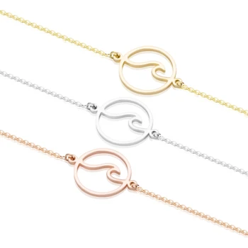Charm Stainless Steel Ocean Sea Wave Shaped Bracelet Bangle Korean Fashion Handmade Wave Beach Jewellery Gifts for Women