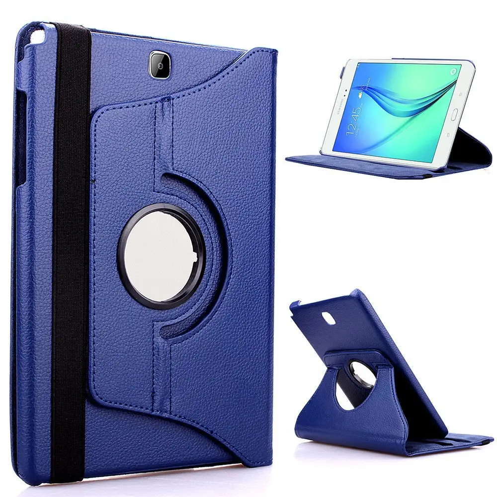 Для samsung Galaxy Tab E 9,6 дюймов T560 T561 SM-T560 SM-T561 табе Tablet Case 360 Вращающийся Кронштейн Флип Стенд кожаный крышка - Цвет: For 360 Deep Blue