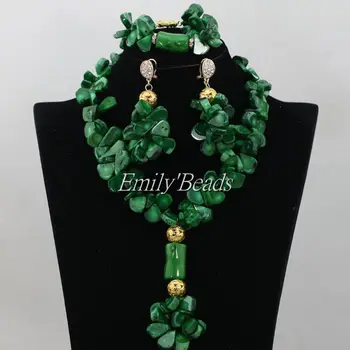 

2016 New Arrival! Fashion Green Nigerian Coral Beads Jewelry Set African Indian Bridal Beads Necklace Set Free Shpping CJ510