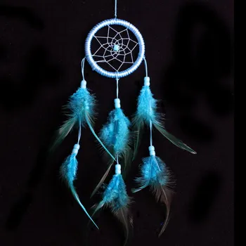 

Blue Dream Catcher Car Wall Hanging Decoration Bead Feathers Ornament Antique Imitation Dreamcatcher Gift Dream Catcher
