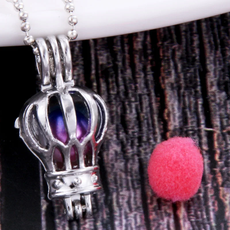 

Crown Shape Angel Pearl Cage Pendant Jewelry Making Bead Cage Necklace Aromatherapy Essential Oil Diffuser Box For Oyster Pearl