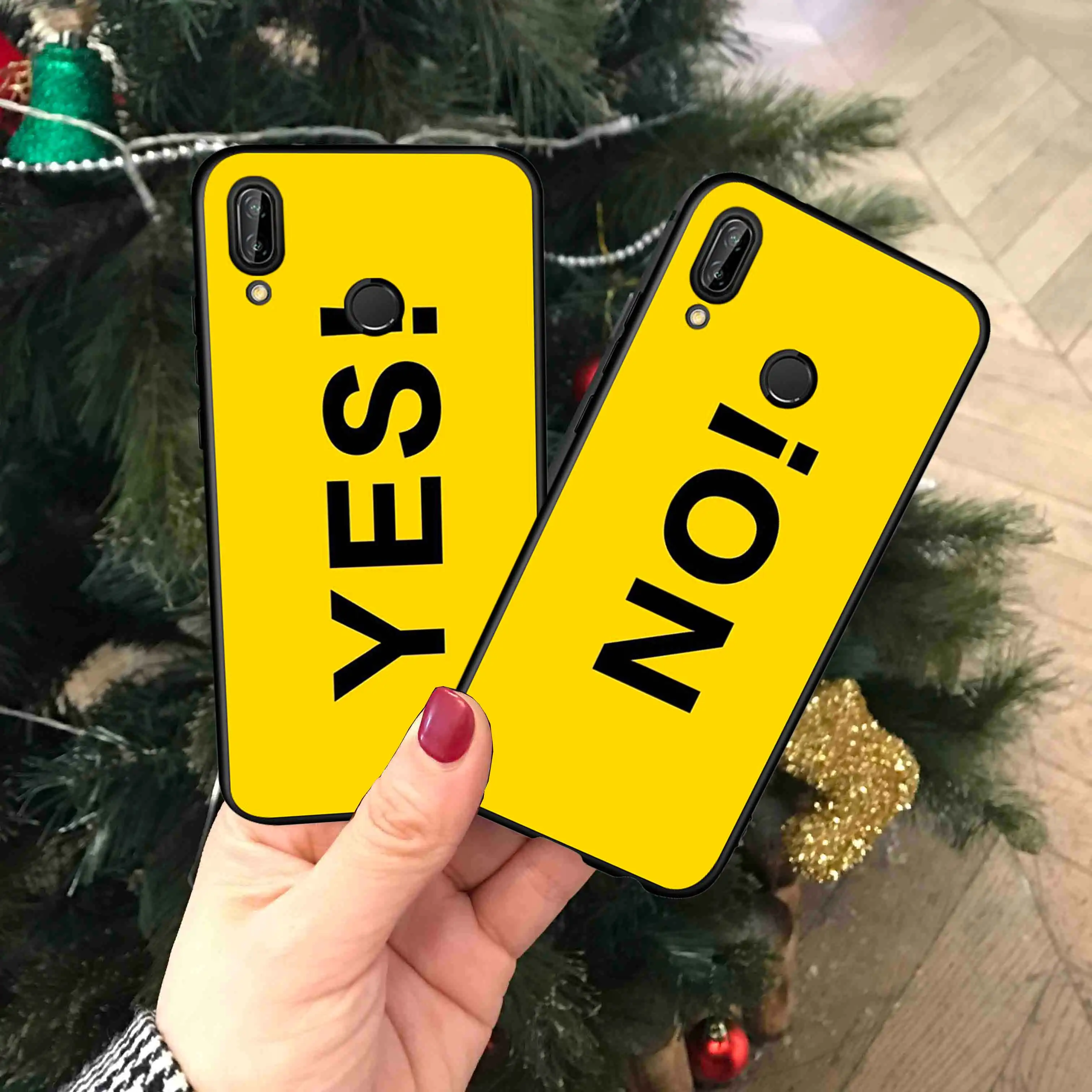 

RKQ Simple Yellow Bottom YES Phone Case Cover For Huawei P Smart P10 P20 P30 Lite 2019 Honor 7X 8X 9 Mate 10 20X lite pro Case