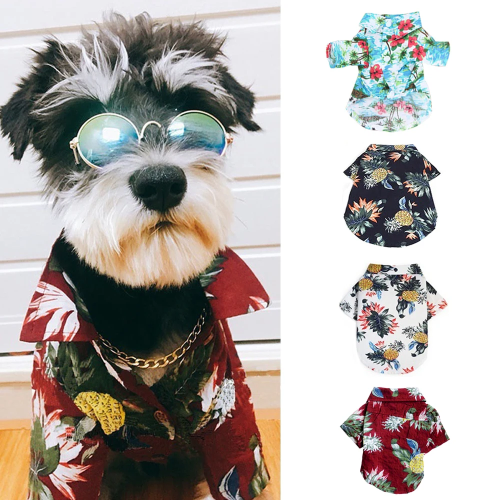 

Pet Dog Hawaiian Shirt Beach Clothes Vest Floral Printed Tops For Small Large Dogs