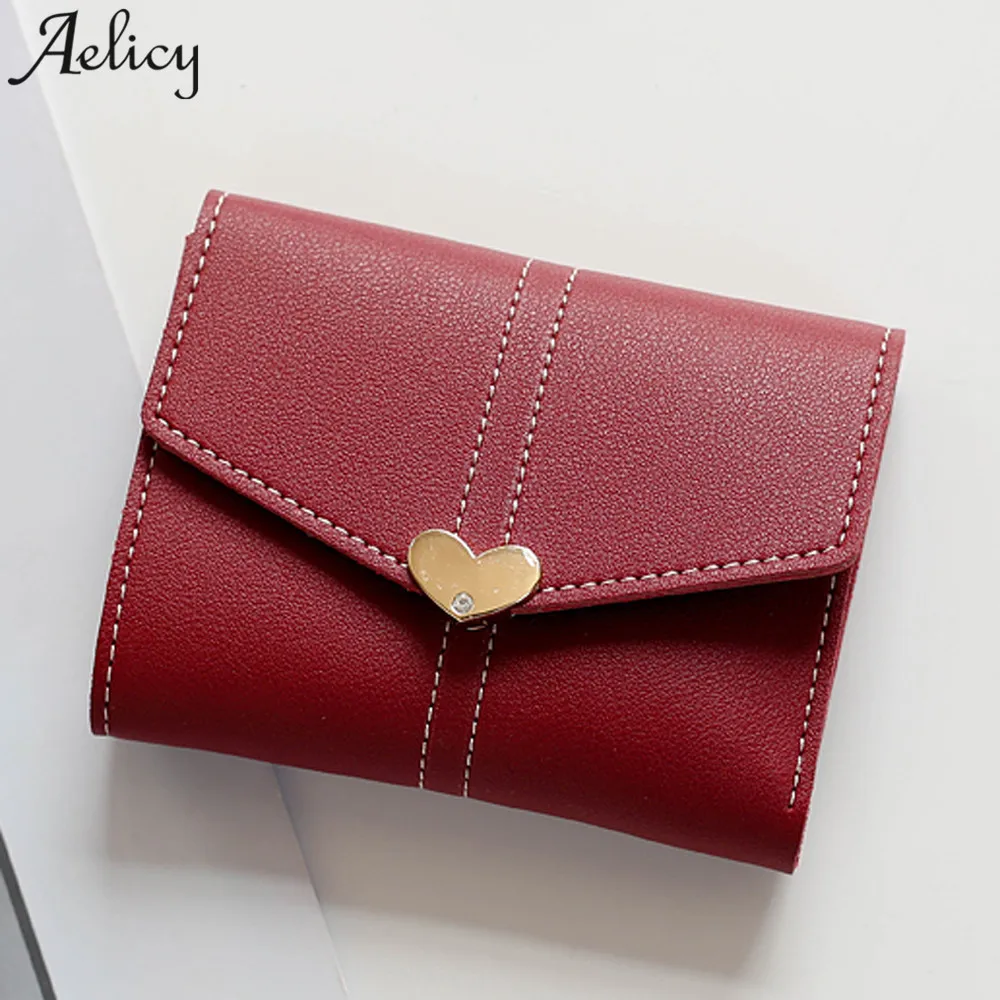 Aelicy Hot sale Wallet Female Heart Shaped Lady Short Wallets Mini Money Purses Fold PU Leather ...