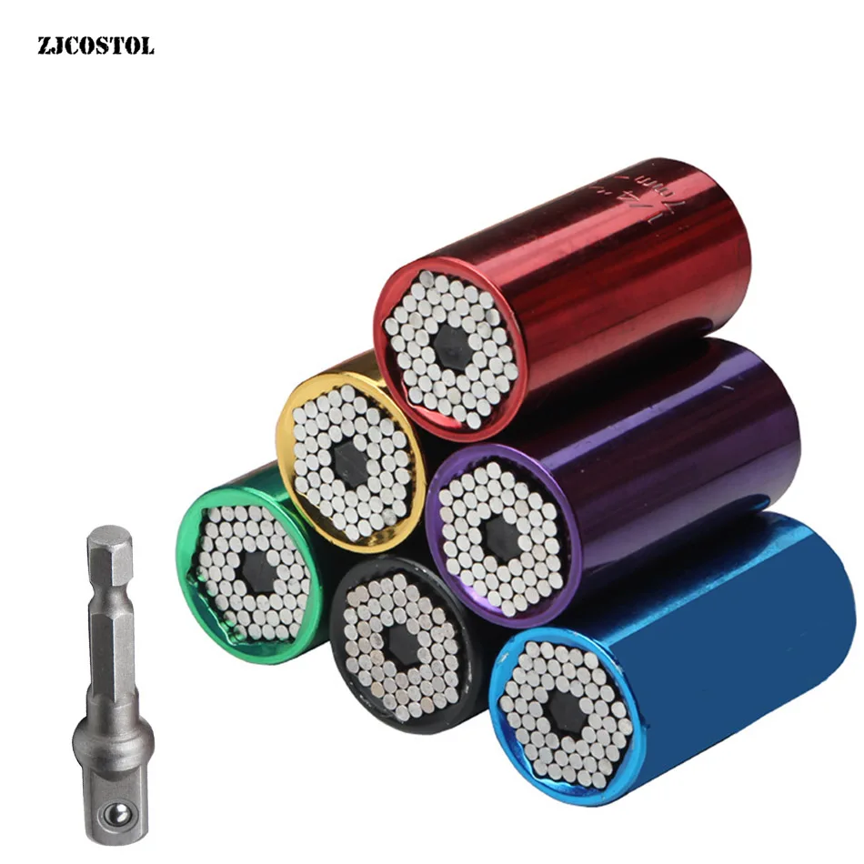 

ZJCOSTOL 2 Pcs/Set Magic Spanner Grip Multi Function Universal Ratchet Socket 7-19mm Power Drill Adapter Hand Tools Repair