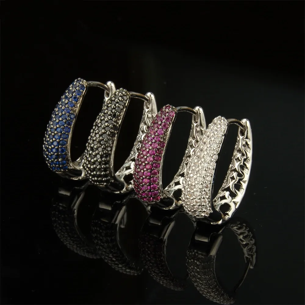

Multicolor Cubic Zirconia Hoop Women Fashion Copper Pins Earrings MOLINUO