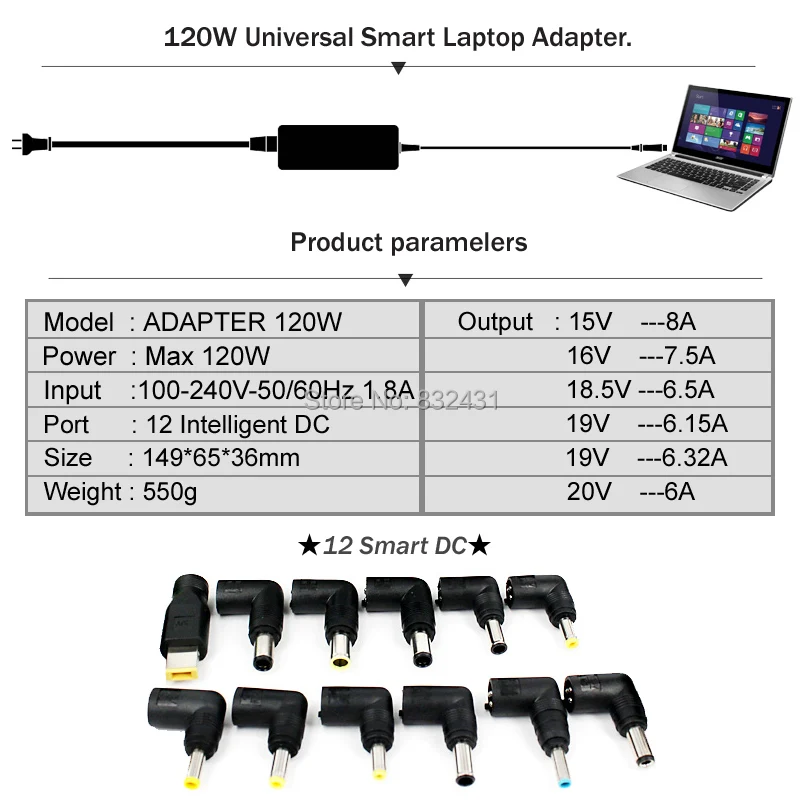 Universal Smart Adapter 120W d