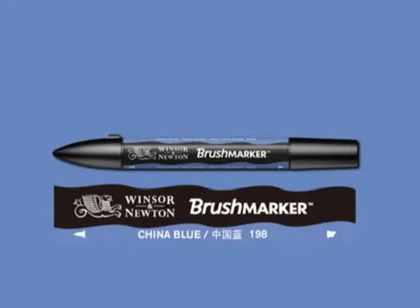 Winsor& Newton кисть-маркер, кисть на спиртовой основе, быстро сохнет, синие, зеленые тона, два кончика, художественные ручки - Цвет: China Blue