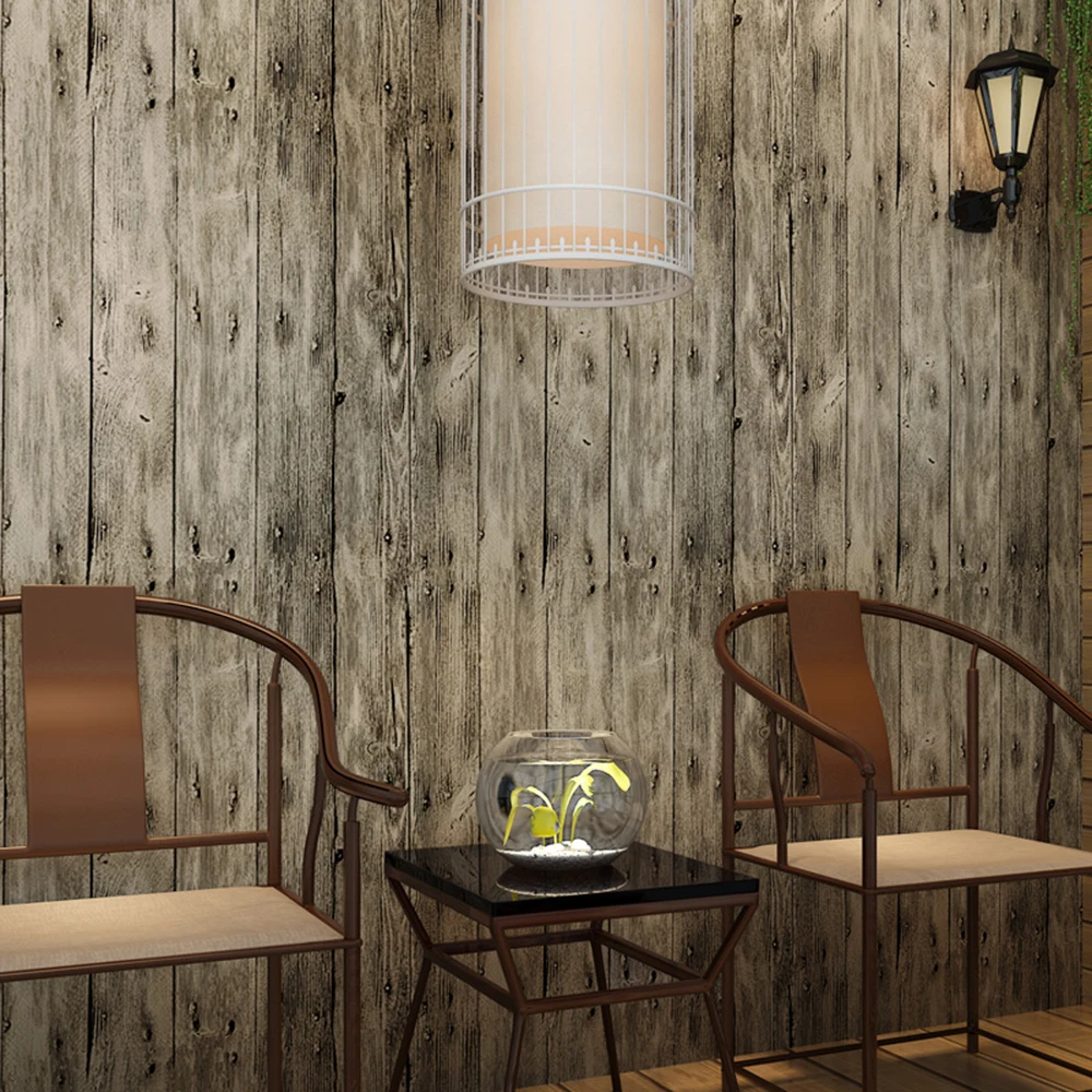 Aliexpresscom Buy HaokHome Vintage Faux Wood Panel Wallpaper