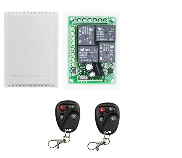 

hot 10pcs/lot 433Mhz Universal rf Wireless Remote Control Switch DC12V 4CH relay Receiver Module and 2pcs 4 channel Transmitter