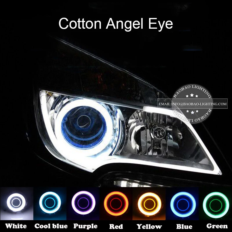 

BAOBAO 2PCS Car Light Angel Eye LED DRL Car Motorcycle Fog Light Halo Rings Waterproof Auto Headlight Turning Signal Lampshades