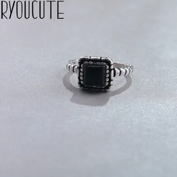 

Romantic Style Silver Color Square Finger Rings for Women Fashion Adjustable Antique Rings joyas de plata Ladies Gifts