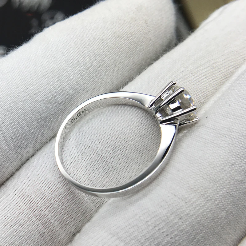 Классическое кольцо из белого золота 9 K 1ct 2ct 3ct Трендовое кольцо с бриллиантами Moissanite, круглая огранка, Ювелирное Украшение, свадебная церемония, кольцо на головщину