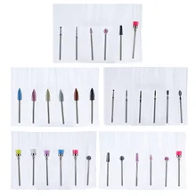 6 шт. 5 типов ногтей дрель набор фреза для маникюра электрическая машина роторные биты кутикулы чистые инструменты педикюр аксессуары