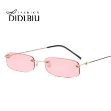 Мини узкие солнцезащитные очки в стиле хиппи, маленькие узкие солнцезащитные очки унисекс без оправы, прозрачные оттенки океана, крошечные розовые прозрачные очки WN1048