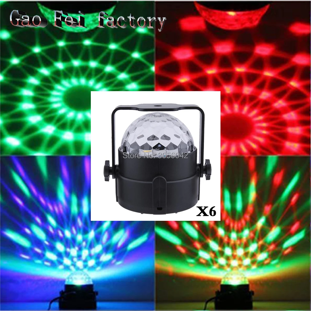 

IR Remo 7 Modes Color Plug in LED Magic Light, RBG Disco Ball, Strobe Lamp Stage Par Light for Festival Xmas (6pcs/lot)