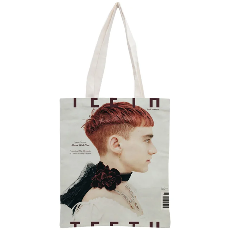 

Custom Olly Alexander Tote Bag Reusable Handbag Women Shoulder Pouch Foldable Canvas Shopping Bags 30x35cm Two Sides