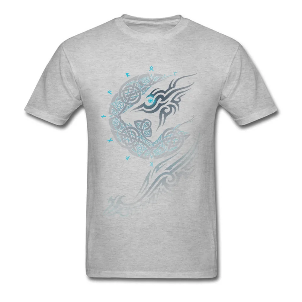 Cool RAGNAROK MOON Tops Shirt for Students Rife Thanksgiving Day Round Collar 100% Cotton Short Sleeve T-Shirt Casual Tees RAGNAROK MOON grey