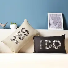 Nordic "Да я" пара свадебный подарок хлопок Подушки Лен Подушки Детские Подушки детские украшения дома диван Подушки s