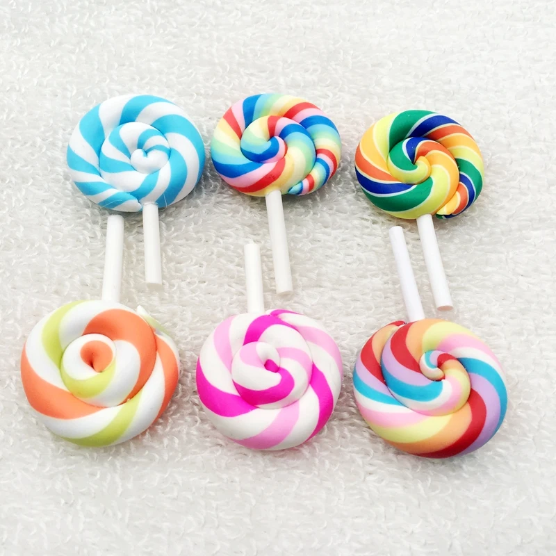 

Hot-New soft pottery and colorful lollipop women children's diy decorations and scrapbook/resin crafts-30pcs/lot-A47*5