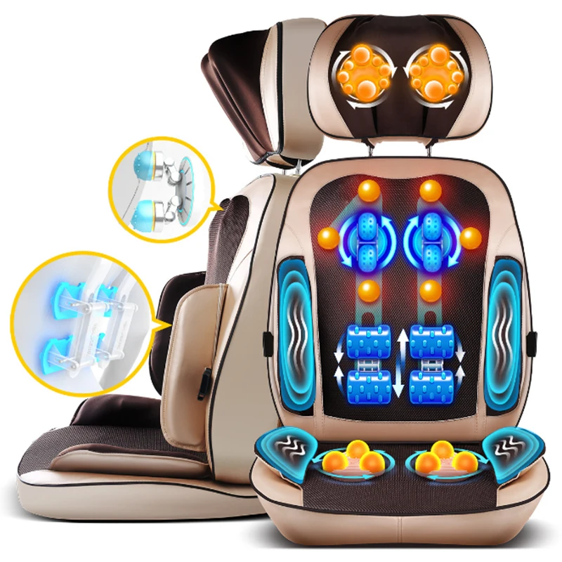 Electric 6D Multi-function Full Body Massage Chair 360 Degrees Neck Vibrate Massage Heating Shiatsu Back Waist Massager