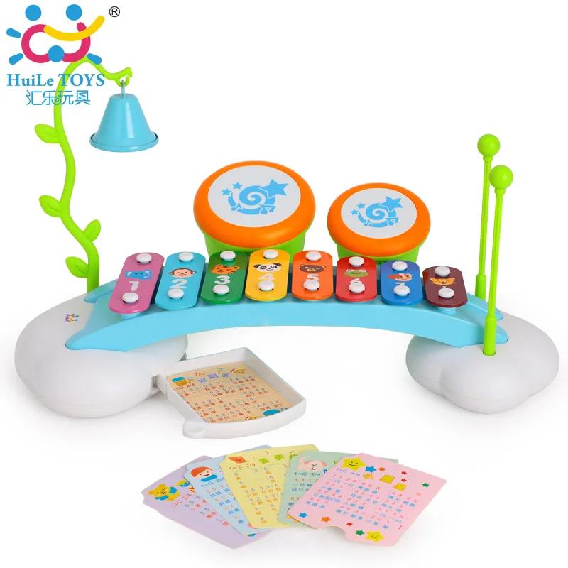 Baby Learning Toys Musical Rainbow Xylophone Piano Bridge for Kids with Ringing Bell and Drums Enlightenment Rainbow Serinette