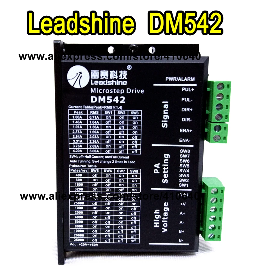 

Leadshine DM542 2 Phase DSP Digital Stepper Drive with Max 48 VDC Input Voltage and Max 4.2 A Output Current GENUINE!