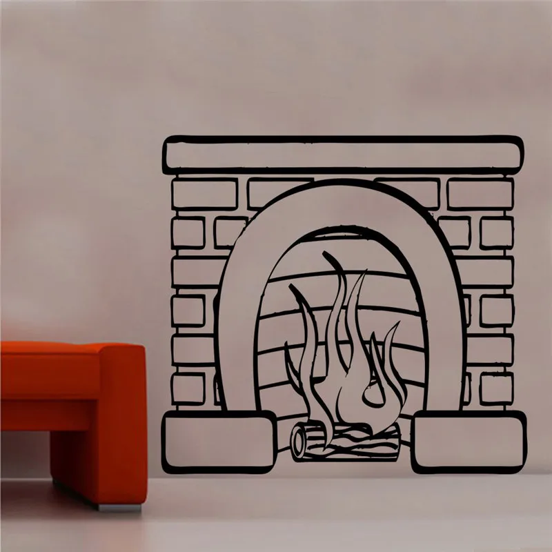 

Free Shipping Open Fire Place Vinyl Wall Sticker Art Living dining Room Decor HOME DECORATION