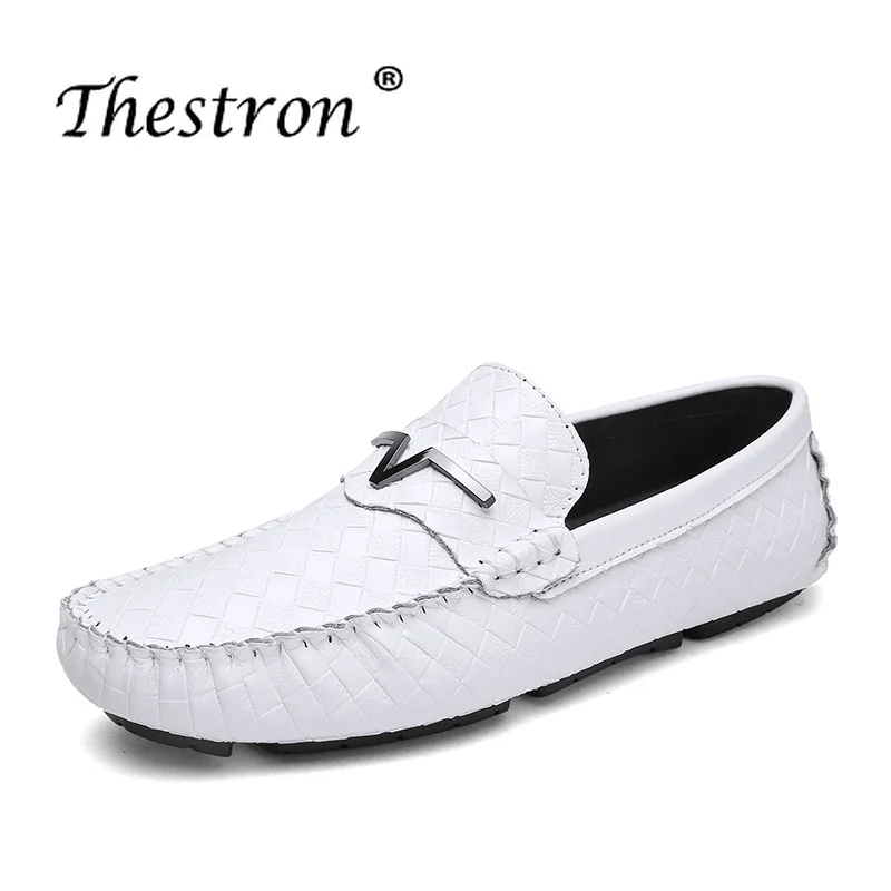 

2018Fashion Man Loafers Flat Genuine Leather Man Casual Shoes Black Red Driving Shoes for Male Spring Autumn Slip-on Retro Shoes