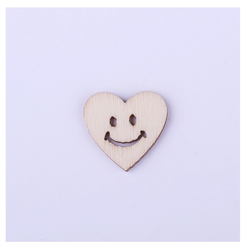 Natural Wooden Smile Face Heart Shape Love Beads Wholesale 100pcs/Lot