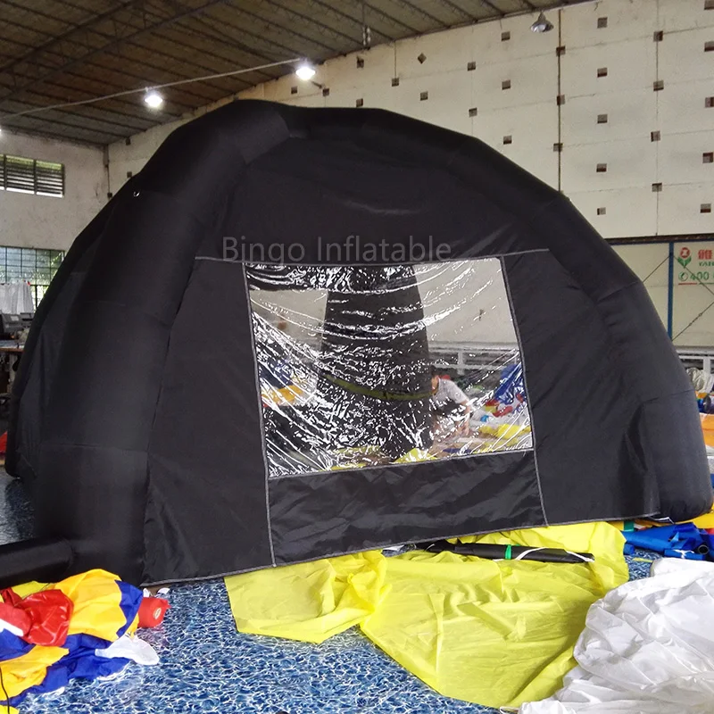  Free shipping Custom black oxford fabric spider inflatable tent LOGO printed air black tent with bl
