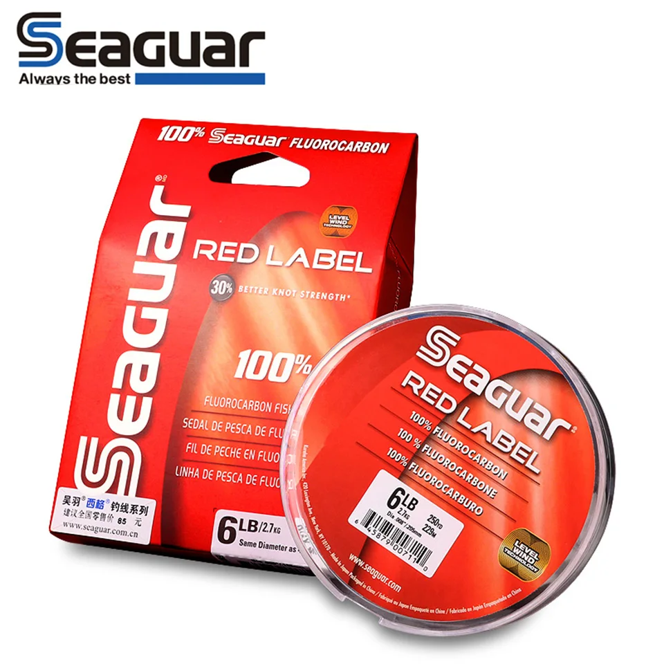Оригинальная рыболовная леска SEAGUAR красная этикетка 6LB 12LB 100% фторуглеродная 229