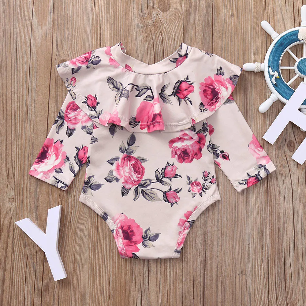 

Newborn Infant Baby Girls Long Sleeve Floral Ruffles Fashion Bodysuit Clothes Roupa Infantil Menina Roupa Infantil Carters