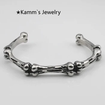 

Bone Skull Bracelets Bangles PUNK Silver Casting Fashion 316L Stainless Steel skull bracelet bones masculinos men bracelet KB441