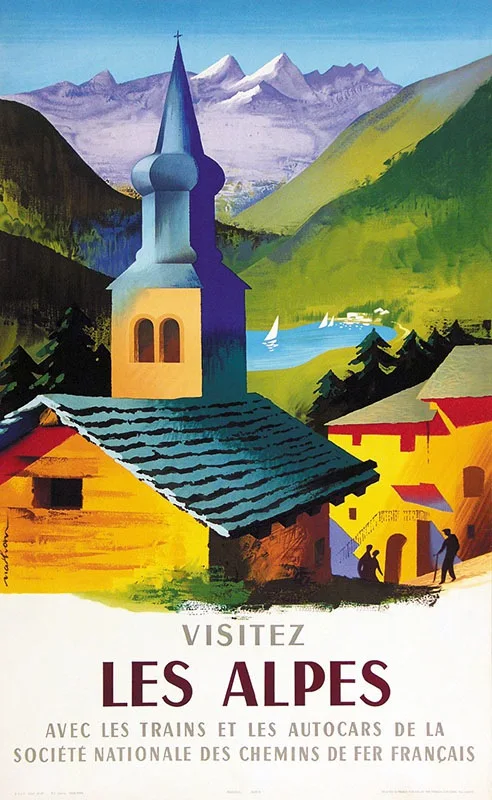 Франция туристические плакаты посетить SNCF-Les Alpes классические настенные наклейки холст винтажный постер декор домашнего бара подарок - Цвет: Темно-серый