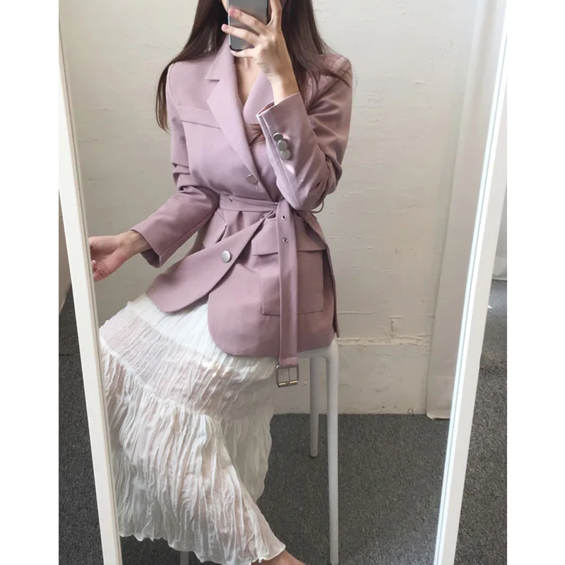 Women Suit Jacket New Korean Version Spring 2019 Fashionable Temperament Waist-slim Long-sleeved Casual Suit Single-row Buttons